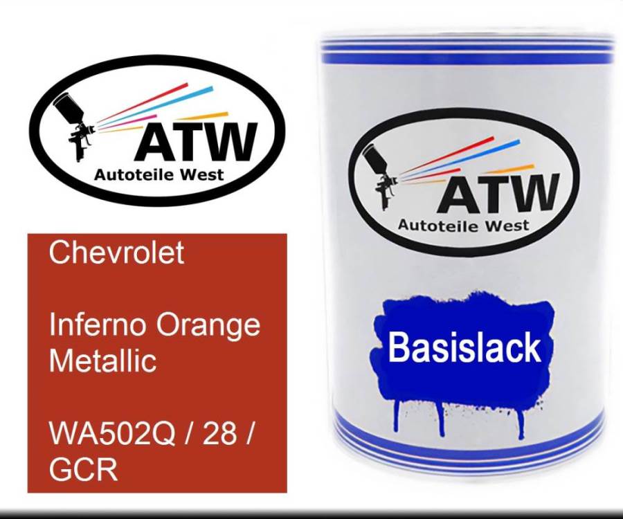 Chevrolet, Inferno Orange Metallic, WA502Q / 28 / GCR: 500ml Lackdose, von ATW Autoteile West.